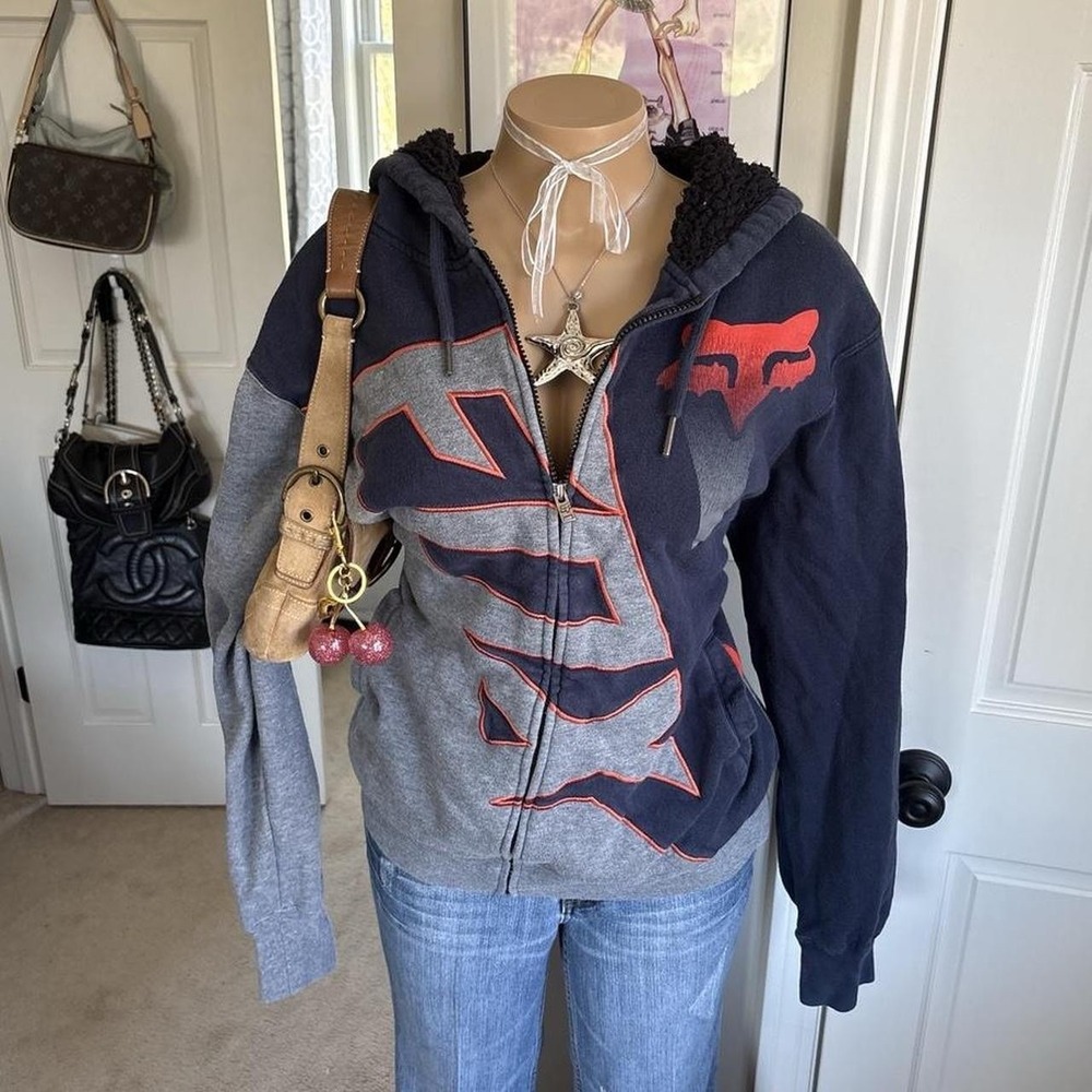 Vintage Fox Racing Heritage Forged Sherpa Lined zip up hoodie size L